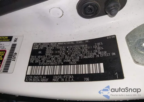 2008 Toyota Tundra Sr5 5.7L V8 из США, поврежденный, VIN 5TFDV54198X051714